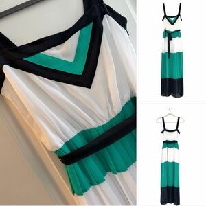 Banana Republic Milly Colection Black, Green, and White Maxi Dress